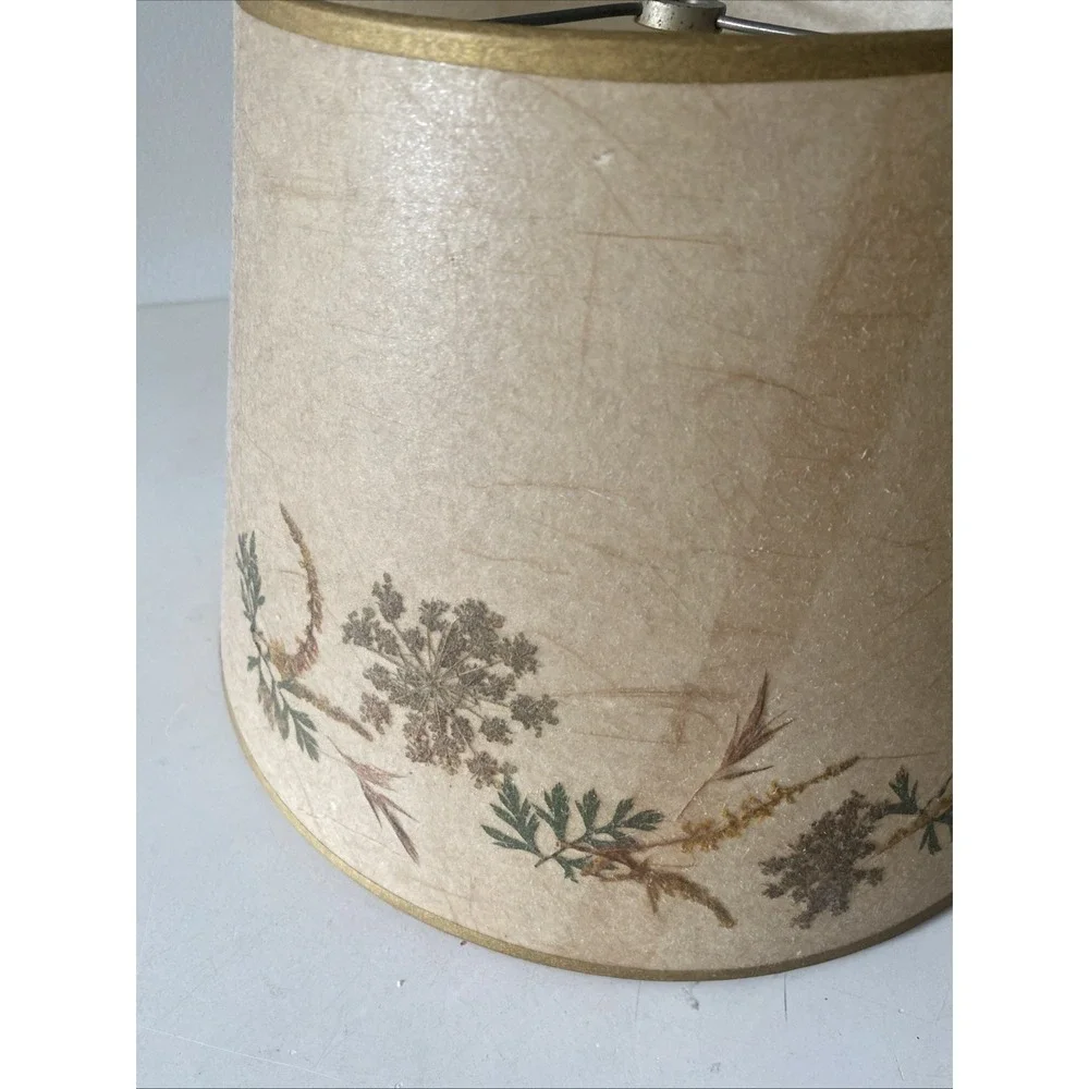 Vtg. Botanical Lamp Shade Dried Pressed Flowers/Leaves/ Butterfly Boho Farmhouse